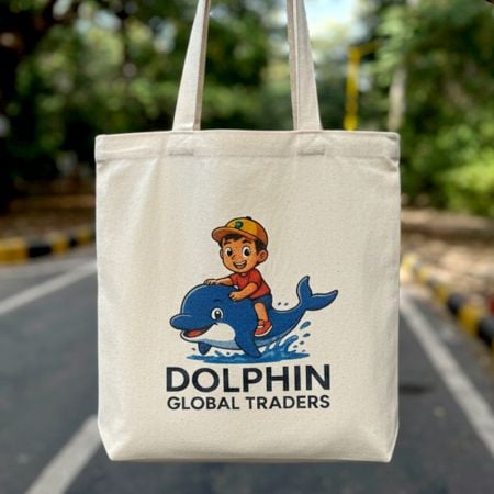 Dolphin Voyage Illustrated Cotton Tote Bag
